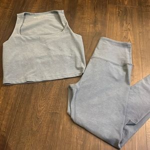 Beyond Yoga Light Blue Leggings and Top Set